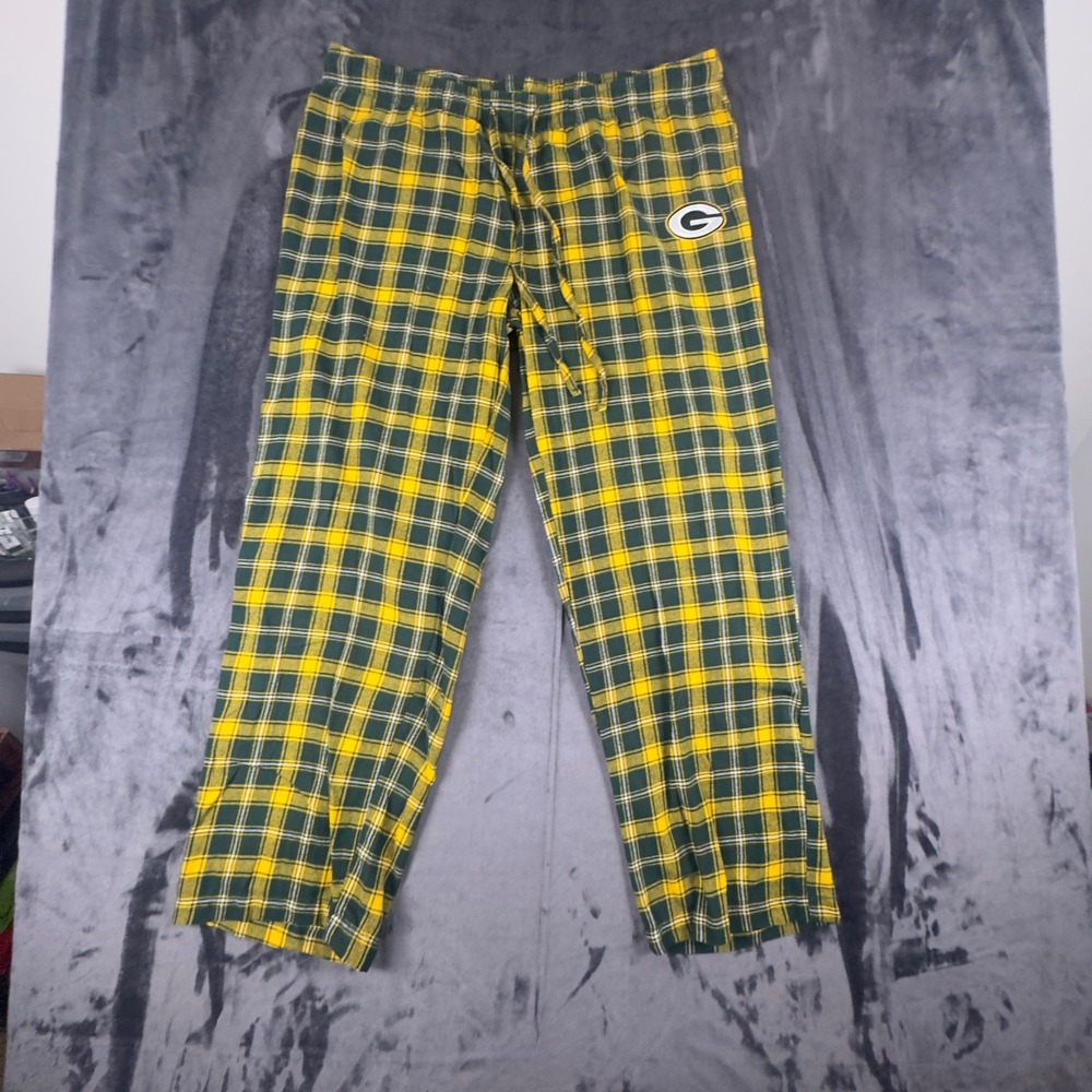 NFL Pajama Pants Womens XL Green Plaid Green Bay Packers Sleepwear Lounge 4876